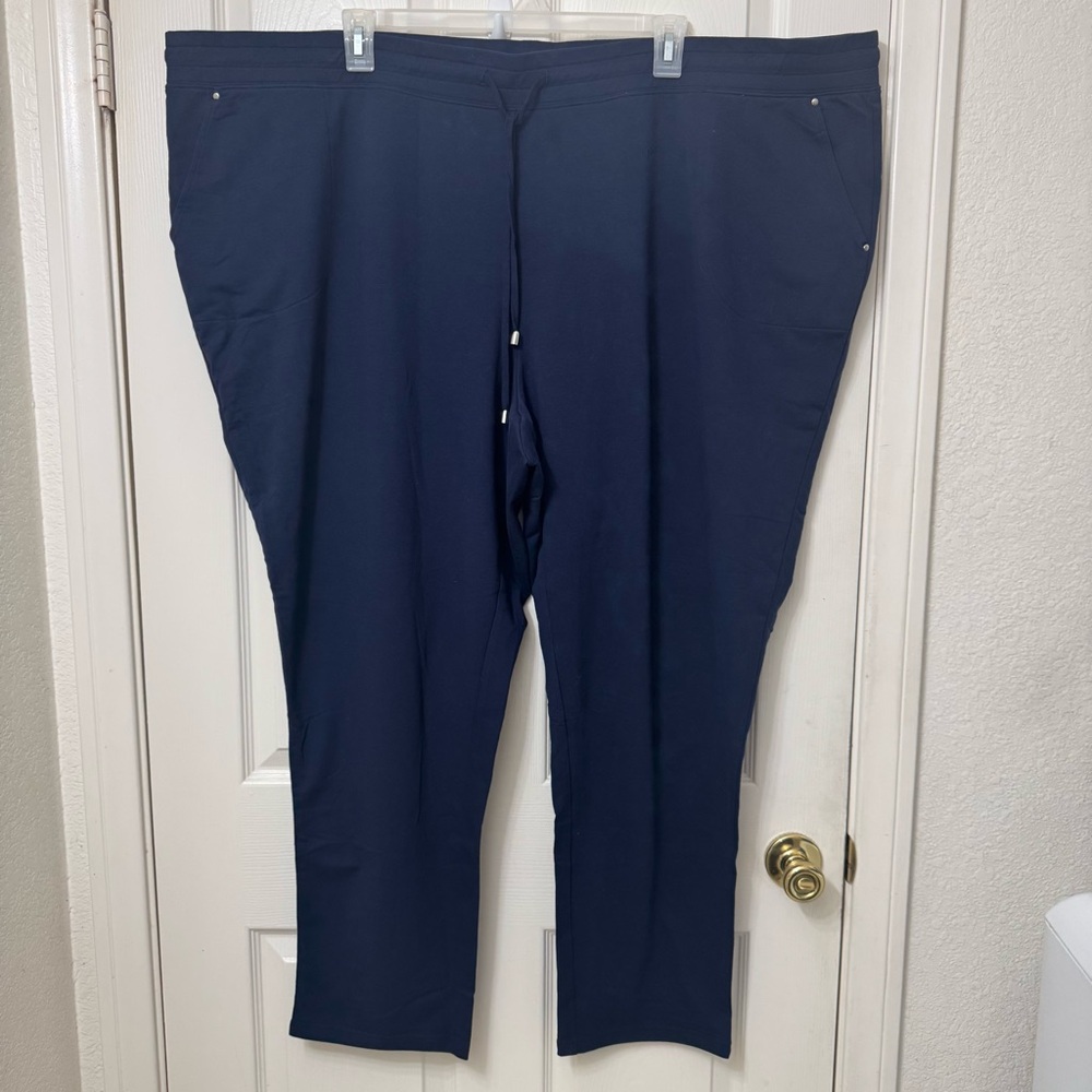 Sport Savvy Women’s Plus Size 5X Navy Blue French Terry Pants Straight Leg NWOT